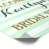 Mint Green Gold Brautparty Willkommensdekor Poster (Ecke)