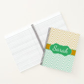 Mint Green Gold Chevron Personalized Pattern Notizblock (Innenseite)