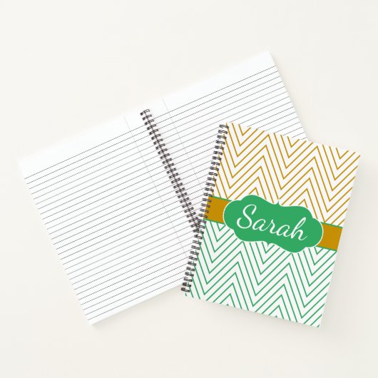 Mint Green Gold Chevron Personalized Pattern Notizblock (Innenseite)