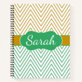 Mint Green Gold Chevron Personalized Pattern Notizblock (Vorderseite)