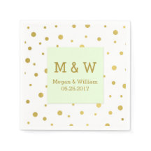 Mint Green Gold Confetti Wedding Monogram