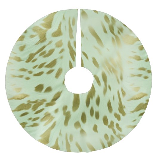 Mint Green Gold Cowhide Polyester Weihnachtsbaumdecke (Vorderseite)