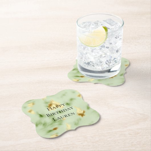 Mint Green Gold Cowhide Untersetzer (Vor Ort)