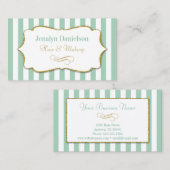 Mint Green Gold Elegante Stripe Business Cards Sei Visitenkarte (Vorne/Hinten)