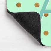 Mint Green & Gold Foil Polka Dots Monogram Name Mousepad (Ecke)
