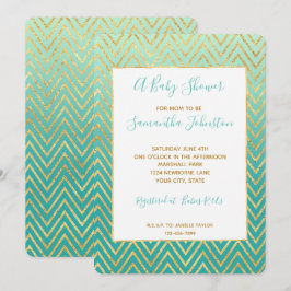 Mint Green Gold Glam Zickzack Ombre Einladung