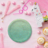 Mint Green Gold Glam Zickzack Ombre Pappteller (Party)
