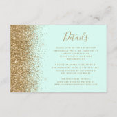 Mint Green Gold Glitter Wedding Details Begleitkarte (Vorderseite)