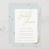 Mint Green Gold Glitzer Bridal Dusche Einladung (Vorne/Hinten)