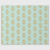 Mint Green Gold Glitzer Weihnachtsbaumen Geschenkpapier (Flach)