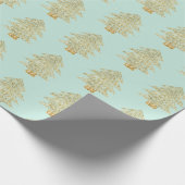 Mint Green Gold Glitzer Weihnachtsbaumen Geschenkpapier (Ecke)