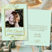 Mint Green & Gold Liebe & Danke Foto Note Wedding