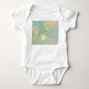 Mint Green Gold Marmor: Texturiert Baby Strampler