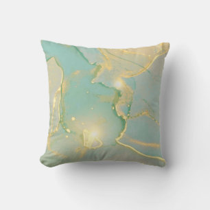 Mint Green Gold Marmor: Texturiert Kissen