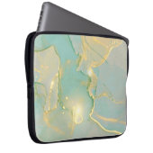 Mint Green Gold Marmor: Texturiert Laptopschutzhülle (Vorne Rechts)