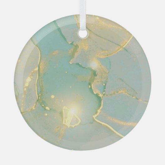 Mint Green Gold Marmor: Texturiert Ornament Aus Glas (Vorderseite)