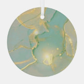 Mint Green Gold Marmor: Texturiert Ornament Aus Glas (Rückseite)
