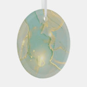 Mint Green Gold Marmor: Texturiert Ornament Aus Glas (Vorderseite Rechts)