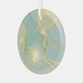 Mint Green Gold Marmor: Texturiert Ornament Aus Glas (Vorderseite links)