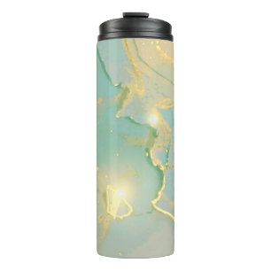 Mint Green Gold Marmor: Texturiert Thermosbecher