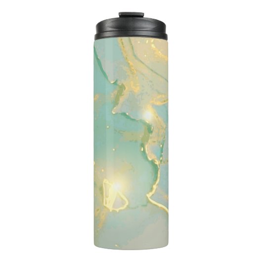 Mint Green Gold Marmor: Texturiert Thermosbecher (Vorderseite)