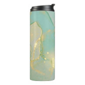 Mint Green Gold Marmor: Texturiert Thermosbecher (Nach links gedreht)