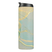Mint Green Gold Marmor: Texturiert Thermosbecher (Nach rechts gedreht)