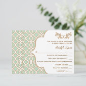 Mint Green Gold marokkanische Hochzeitskarten RSVP Karte (Stehend Vorderseite)