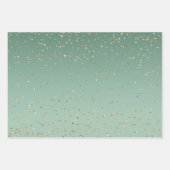 Mint Green Gold Streifen Weihnachtsbaumen Confetti Geschenkpapier Set (Vorderseite 3)
