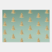 Mint Green Gold Streifen Weihnachtsbaumen Confetti Geschenkpapier Set (Vorderseite)