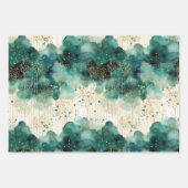 Mint Green Gold Trees Weihnachten Geschenkpapier Set (Vorderseite 3)