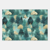 Mint Green Gold Trees Weihnachten Geschenkpapier Set (Vorderseite 2)
