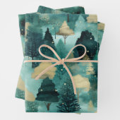 Mint Green Gold Trees Weihnachten Geschenkpapier Set (Beispiel)