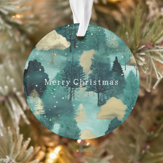 Mint Green Gold Trees Weihnachten Ornament (Baum)