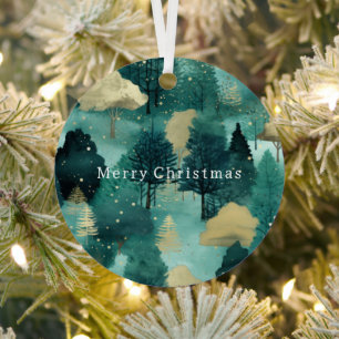 Mint Green Gold Trees Weihnachten Ornament Aus Metall