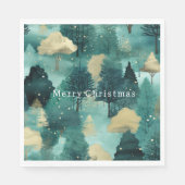 Mint Green Gold Trees Weihnachten Serviette (Vorderseite)
