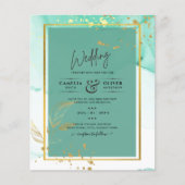 Mint Green Gold WEDD Alkohol Tinte Abstrakt (Vorderseite)