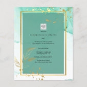 Mint Green Gold WEDD Alkohol Tinte Abstrakt Flyer (Hinten)