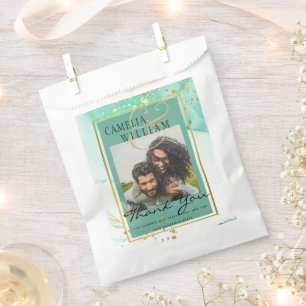 Mint Green Gold WEDD Alkohol Tinte Abstrakt Geschenktütchen