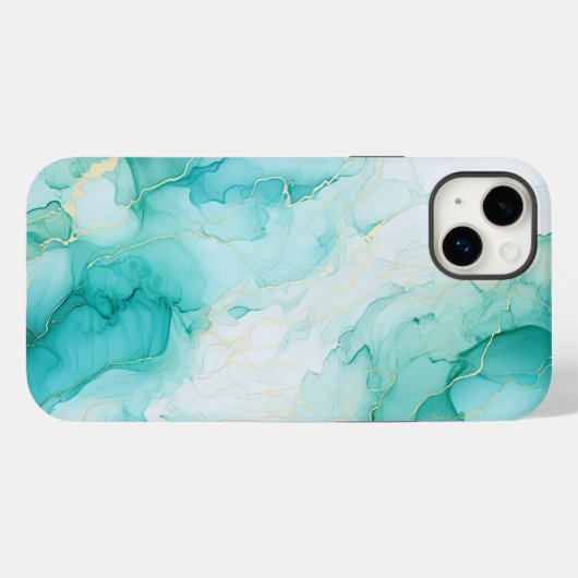 Mint Green Gold Weißmarmor Case-Mate iPhone Hülle (Rückseite (Horizontal))