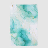 Mint Green Gold Weißmarmor Golfhandtuch (Vorderseite)