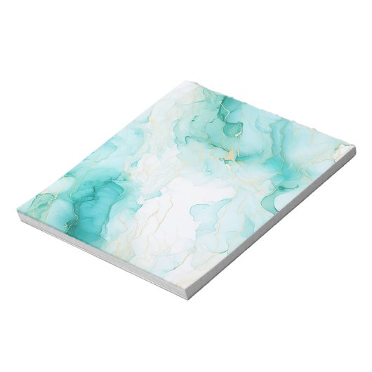 Mint Green Gold Weißmarmor Notizblock (Rotiert)