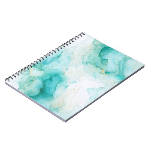 Mint Green Gold Weißmarmor Notizblock (Linke Seite)