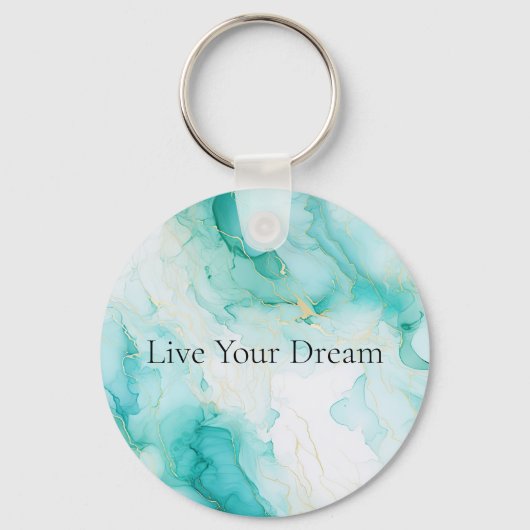 Mint Green Gold Weißmarmor Schlüsselanhänger (Vorderseite)