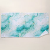 Mint Green Gold Weißmarmor Strandtuch (Vorderseite)