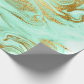 Mint Green Gold White Marble Shiny Glam Geschenkpapier (Ecke)