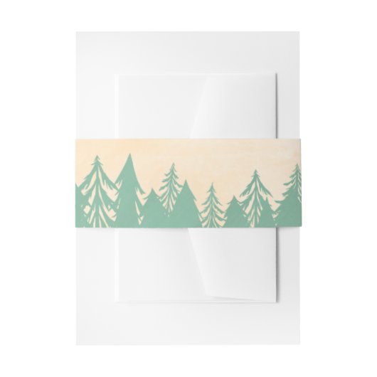 Mint Green Gold Woodland Trees Einladungsbanderole (Vorderseite Beispiel)
