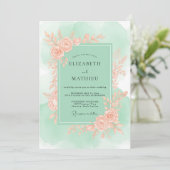 Mint Green Graceful Spring Wedding Einladung (Stehend Vorderseite)