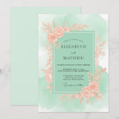 Mint Green Graceful Spring Wedding Einladung (Vorne/Hinten)