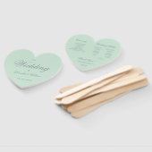 Mint Green Gray Calligraphy Heart Wedding Program Fächer (Non-assembled)